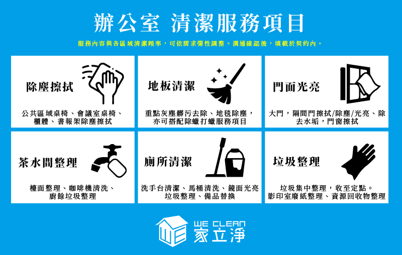 辦公室清潔項目跟辦公室清潔範圍